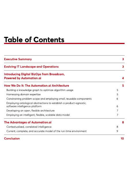 BizOps Automation.ai White Paper Table of Contents