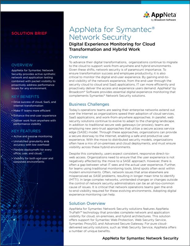 AppNeta for Symantec Network Security Solution Brief