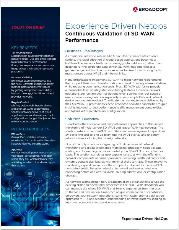 Continuous Validation of SD-WAN Performance Solution Brief