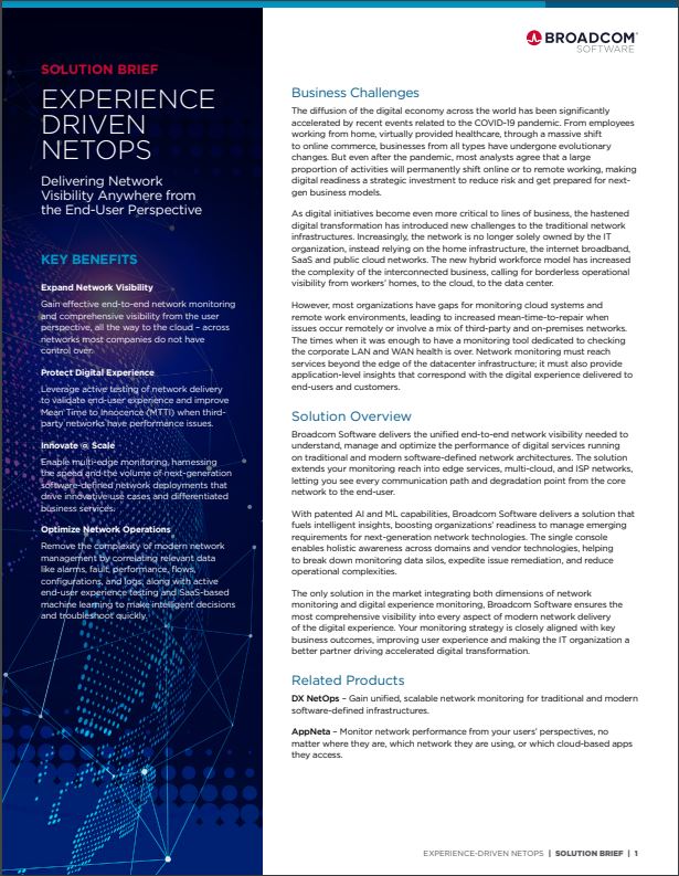 Experience-Driven NetOps Solution Brief