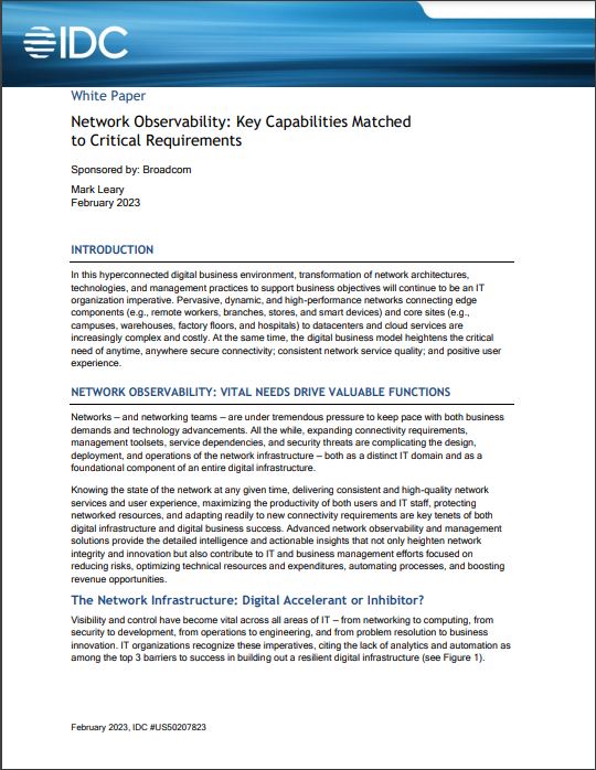 Network Observability - Key Capabilities Matched to Critical Requirements